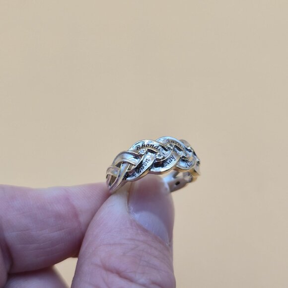 Size 8.75 Sterling Silver Children's Names Diamonds Band Ring A5664 - Picture 3 of 10